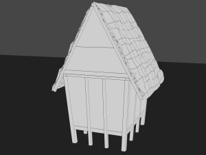 medieval village 5 piece pack 2x house warehouse silo church low-poly 3D Model
