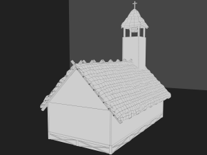 medieval village 5 piece pack 2x house warehouse silo church low-poly 3D Model