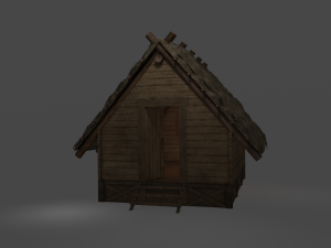 medieval village 5 piece pack 2x house warehouse silo church low-poly 3D Model