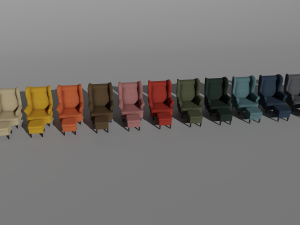 fabric sofa chair set with 13 color variations Model 3D