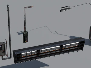 scifi cyberpunk building and props modular set 3D Model