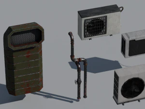 scifi cyberpunk building and props modular set 3D Model