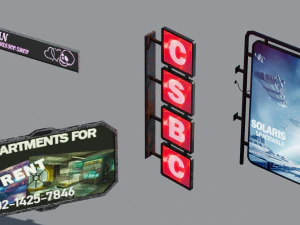 scifi cyberpunk building and props modular set 3D Model