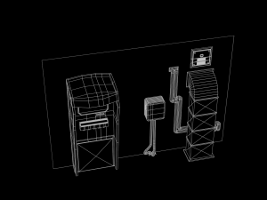 scifi cyberpunk building and props modular set Model 3D