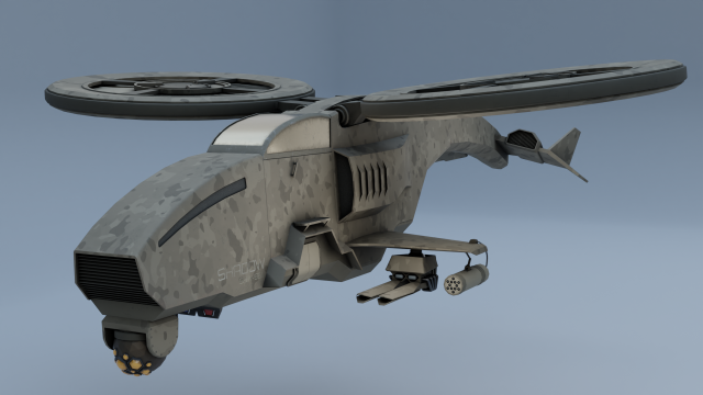 Twincopter with 3 different color variations Low-poly 3D Model .c4d .max .obj .3ds .fbx .stl .blend 