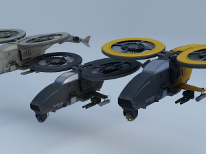 Twincopter with 3 different color variations Low-poly 3D Model