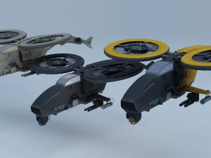 Twincopter with 3 different color variations Low-poly 3D Model