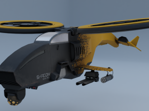 Twincopter with 3 different color variations Low-poly 3D Model