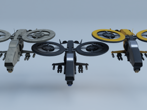Twincopter with 3 different color variations Low-poly 3D Model