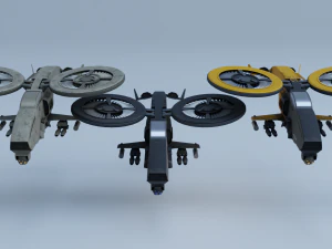 Twincopter with 3 different color variations Low-poly 3D Model