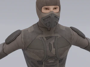 Lowpoly scifi space suit stillsuit character 3D Model