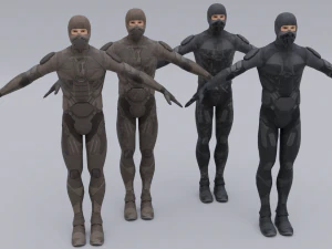 Lowpoly scifi space suit stillsuit character 3D Model