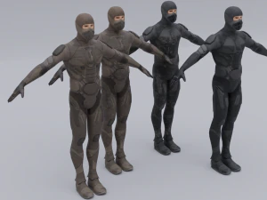 Lowpoly scifi space suit stillsuit character 3D Model