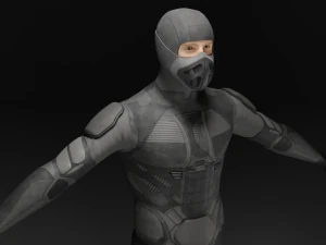 Lowpoly scifi space suit stillsuit character 3D Model