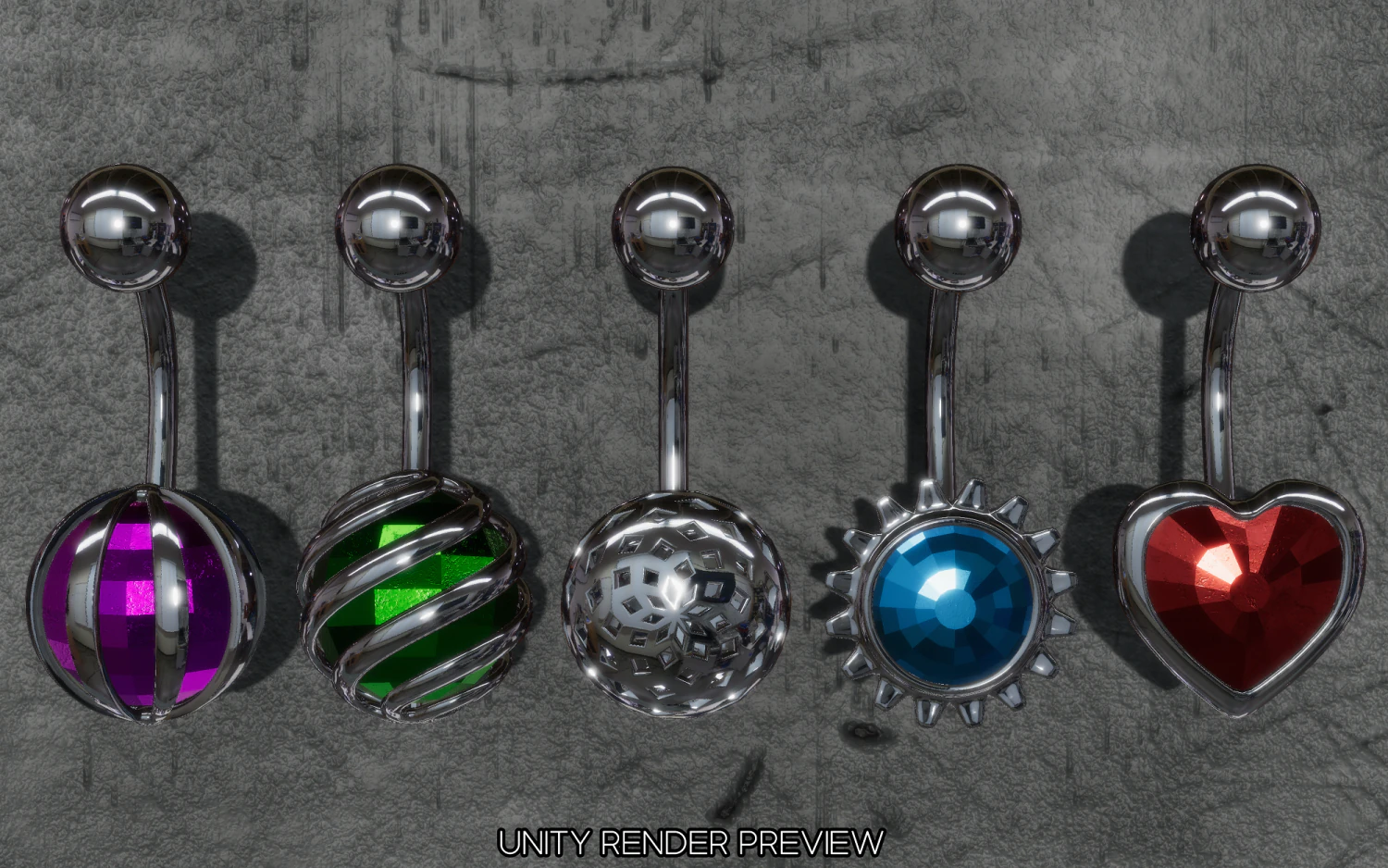 belly-button-navel piercing-jewellery set 3D Model .c4d .max .obj .3ds .fbx .stl .blend 