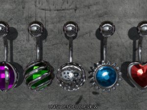 belly-button-navel piercing-jewellery set 3Dモデル