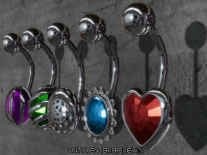 belly-button-navel piercing-jewellery set 3D Model