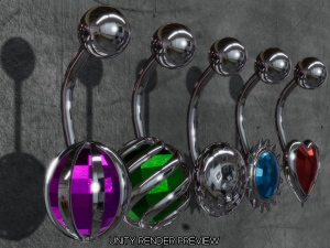 belly-button-navel piercing-jewellery set 3D Model