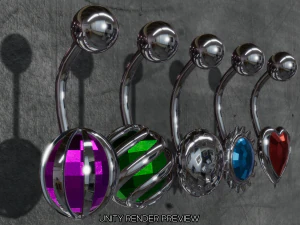 belly-button-navel piercing-jewellery set 3D Model