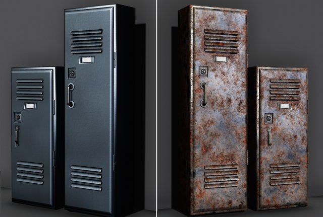 a set of two rigged lockers school-gym-workplace Model 3D .c4d .max .obj .3ds .fbx .stl .blend 