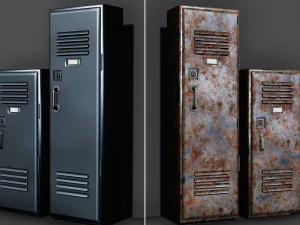 een set van twee opgetuigde kluisjes, school-gym-werkplek 3D Model