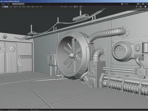 isometric industrial-scifi hall 3D Model