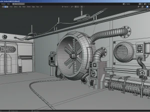 isometric industrial-scifi hall 3D Model