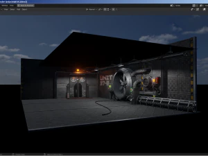 isometric industrial-scifi hall 3D Model