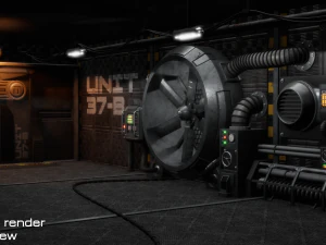 isometric industrial-scifi hall 3D Model