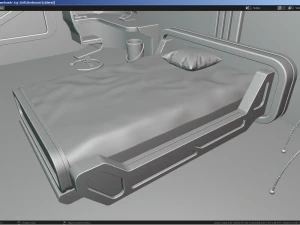 Sci-Fi Stylized Isometric Bedroom 3D Model