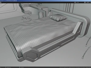 Sci-Fi Stylized Isometric Bedroom 3D Model