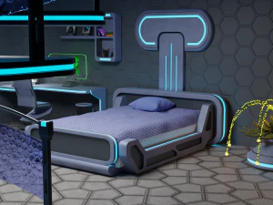 Sci-Fi Stylized Isometric Bedroom 3D Model