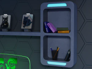 Sci-Fi Stylized Isometric Bedroom 3D Model