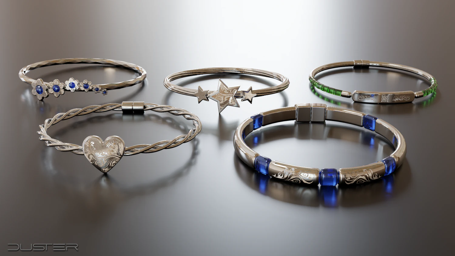 Jewellery set - bracelets 3D Model .c4d .max .obj .3ds .fbx .stl .blend
