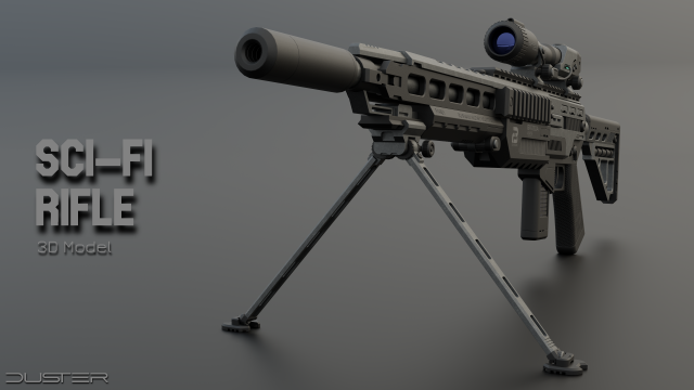 Sci-fi Rifle 3D Модель .c4d .max .obj .3ds .fbx .stl .blend 