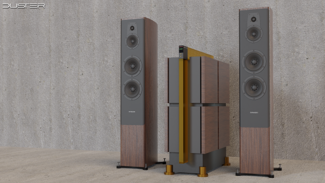 Dynaudio speakers and power amplifier 3D Model
