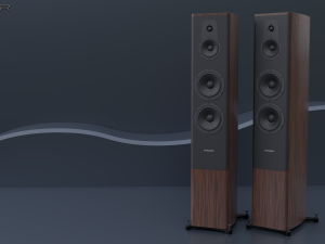 Dynaudio speakers and power amplifier Modelo 3D