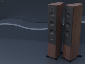 Dynaudio speakers and power amplifier Modelo 3D