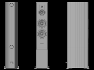 Dynaudio speakers and power amplifier Modelo 3D