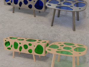 Aquario - designer table and cabinet 3Dモデル