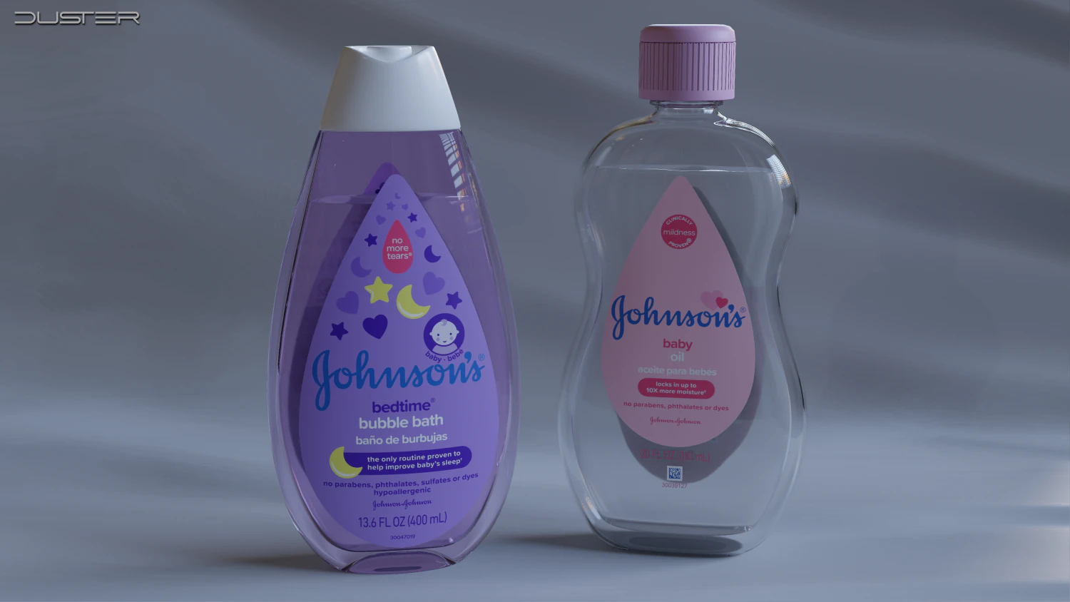 Cosmetics - Baby Oil and Bubble Bath 3D Model .c4d .max .obj .3ds .fbx .stl .blend