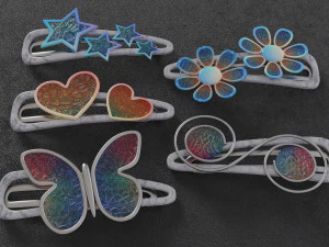 머리핀 세트 3D 모델