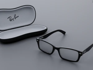 レイバンのメガネとケース 3Dモデル