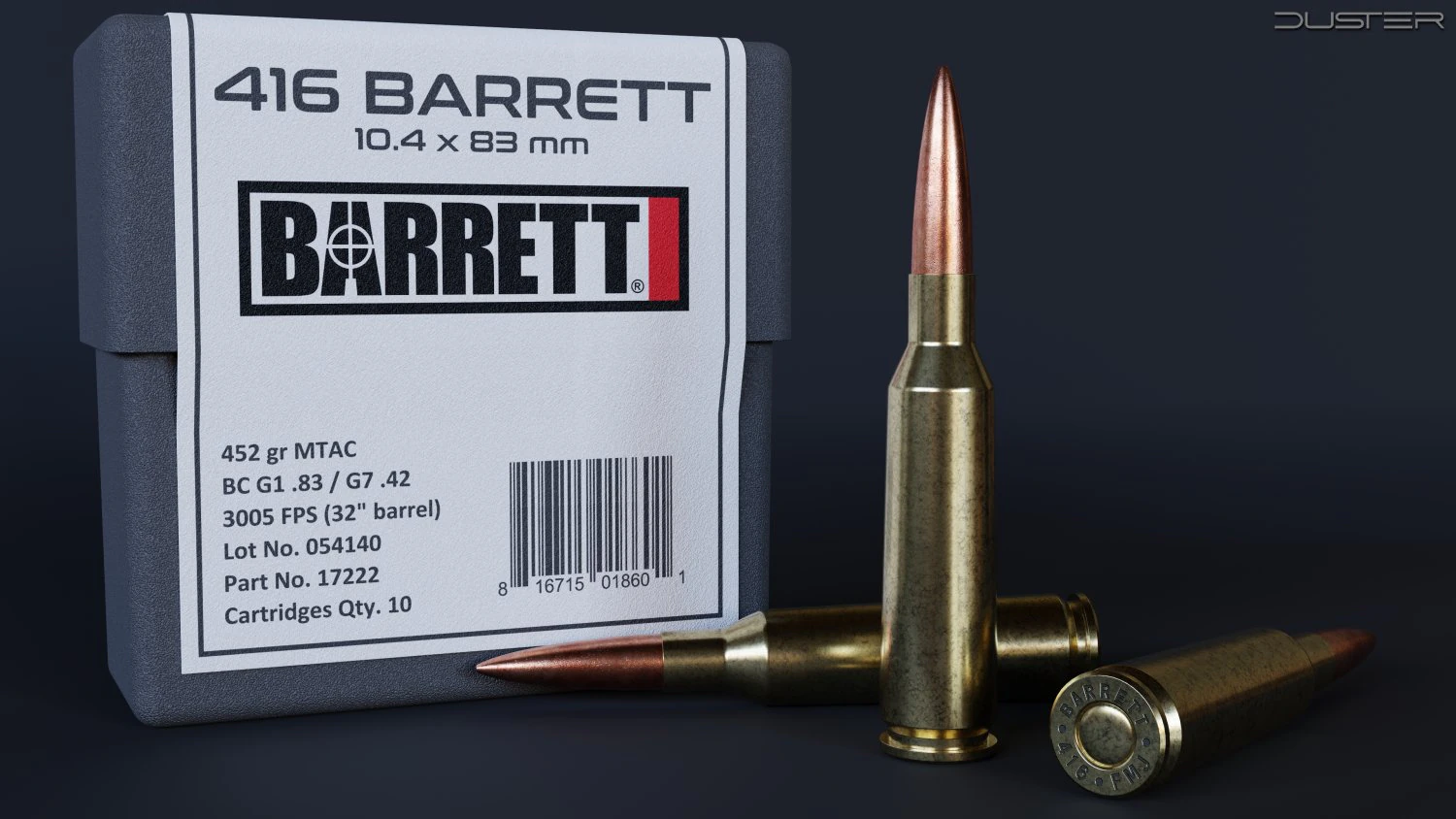 Bullet and Box - Barrett 3D Model .c4d .max .obj .3ds .fbx .stl .blend 