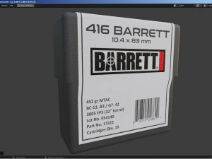 Bullet and Box - Barrett 3D Model