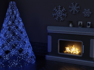 Modern Christmas Tree - Decoration Fireplace 3D Model