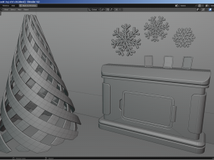 Modern Christmas Tree - Decoration Fireplace 3D Модель