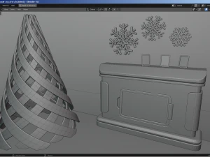 Modern Christmas Tree - Decoration Fireplace 3D Model