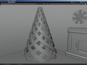 Modern Christmas Tree - Decoration Fireplace 3D Модель