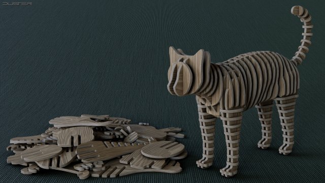 3D Puzzle - Cat Model 3D .c4d .max .obj .3ds .fbx .stl .blend 